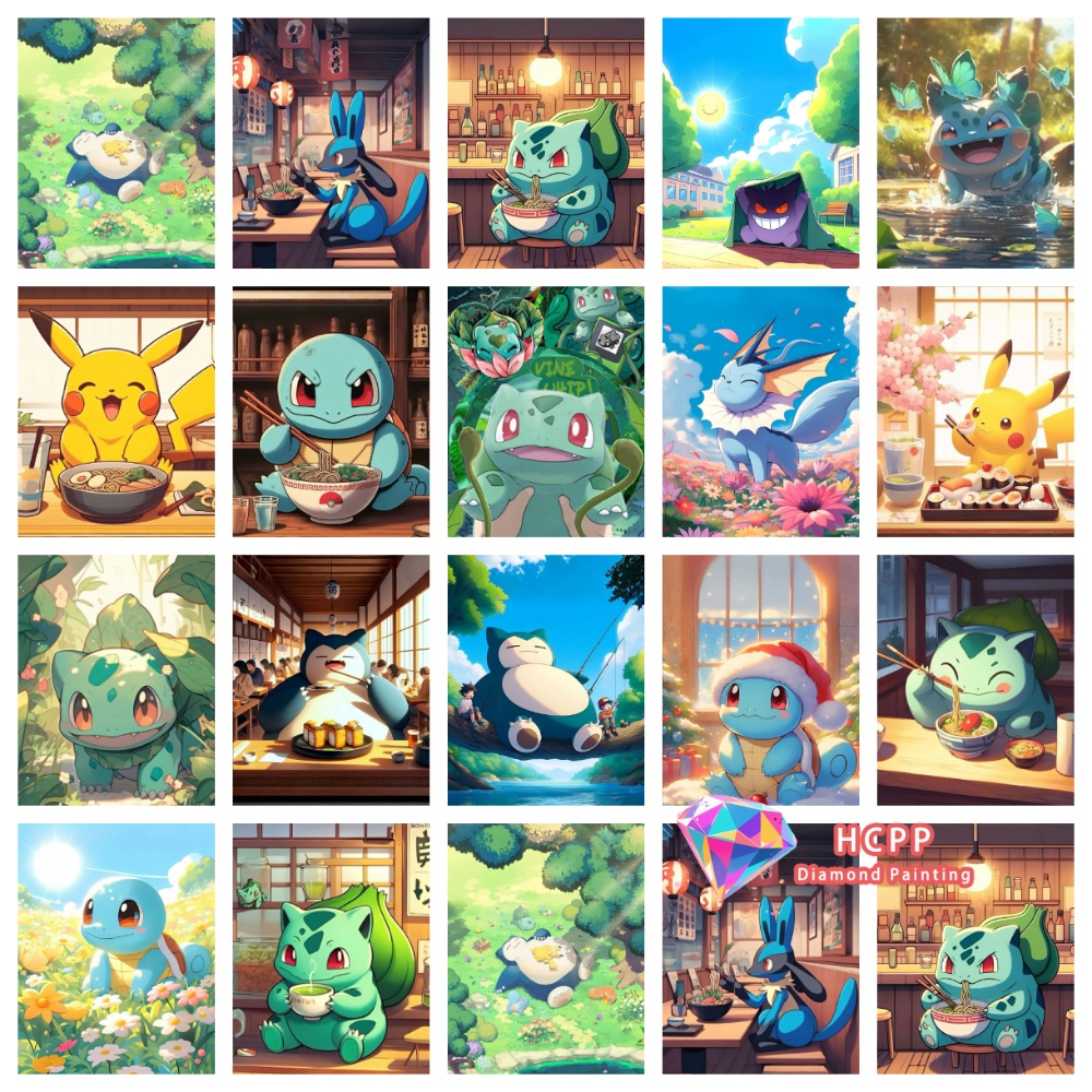 Resin Art Kit - Kit de peinture diamant Pikachu Bulbasaur