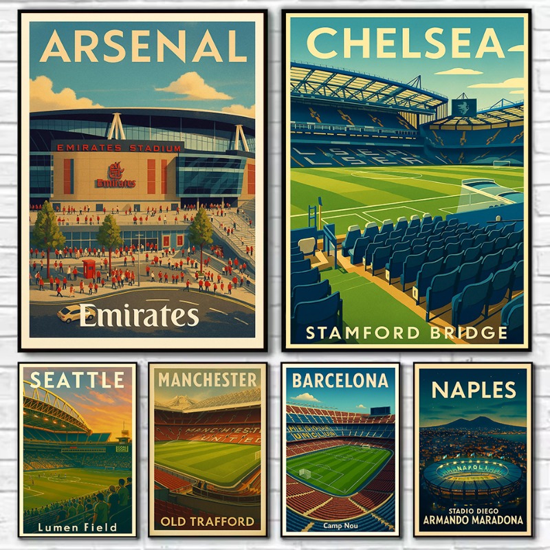 Resin Art Wall Decor - Affiche rétro du célèbre stade d'Armenia,
