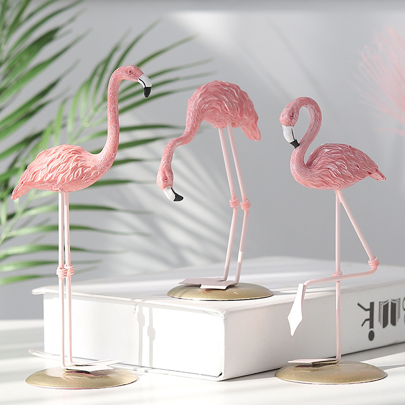 Resin Art For Wedding Gift - Figurines de flamants roses, 3 pièces,
