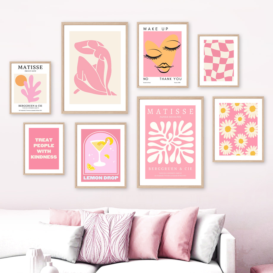 Resin Art Wall Decor - Affiches Matisse Femme Feuille Fleur Boisson