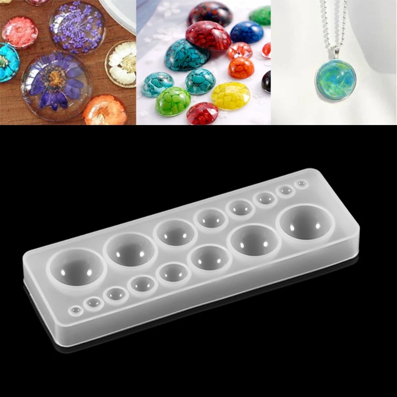 Resin Art Tool Kit - 1 moule en silicone demi-sphère oblate