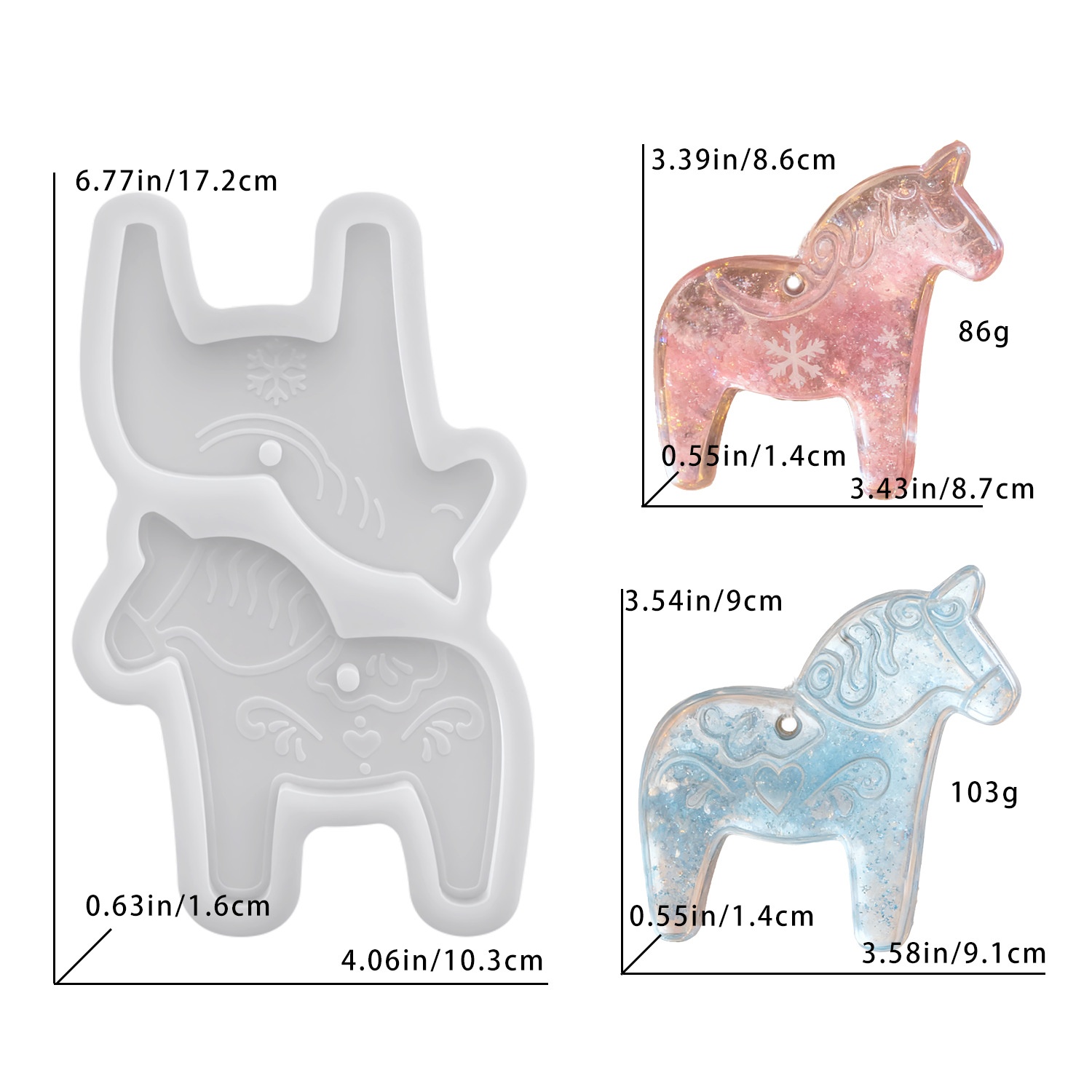 Resin Art Epoxy - Moules en silicone Dala Horse pour