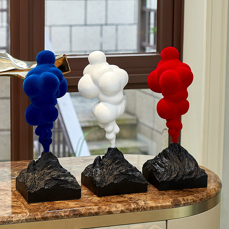 Resin Art Studio - Sculpture de nuage volcanique abstrait bleu