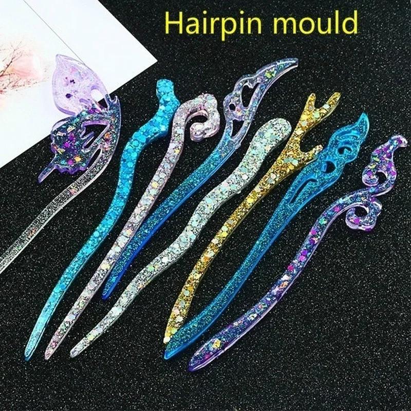 Resin Art Handmade - Épingle à cheveux transparente en Silicone,