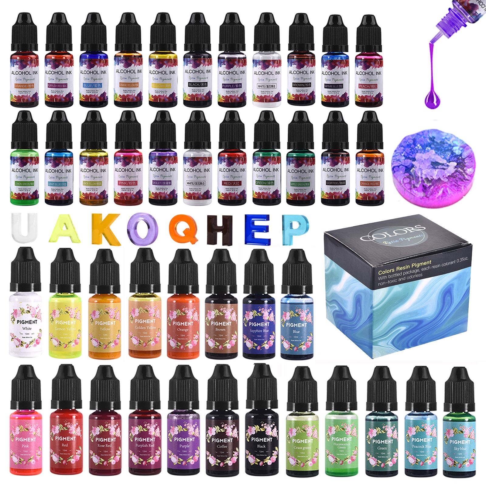 Resin Pigment Alcohol Ink - Kit de pigments en résine, 1