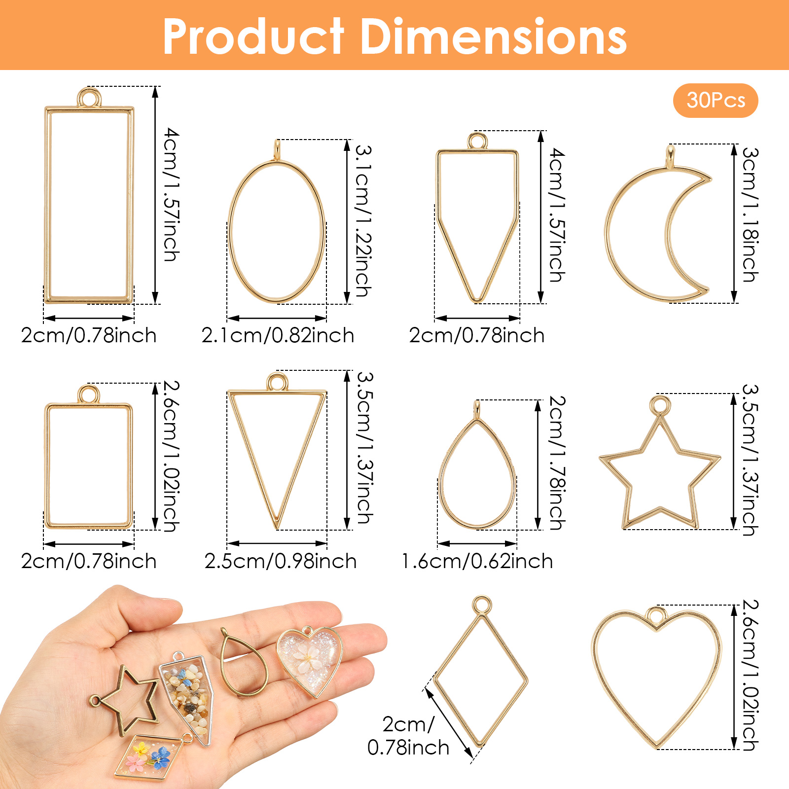 30 Breloques Cadre Creux en Mé - Bezels Pendant Resin avis et prix